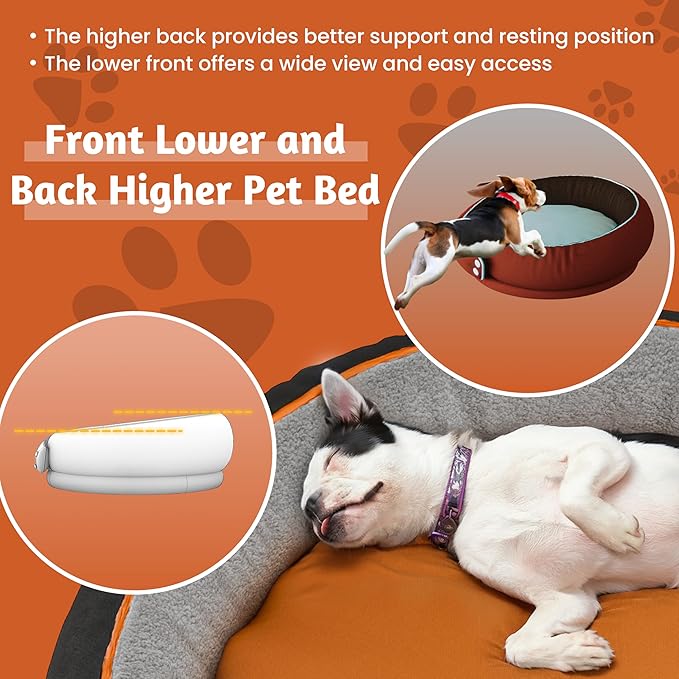 Round Orthopedic Dog Bed for Large Dogs, XL Foam Support Pet Bed with Soft, Comfortable Cushion for Anxiety Relief, Removable & Machine-Washable Cover, Cozy Sofa-Style Bed for Dogs