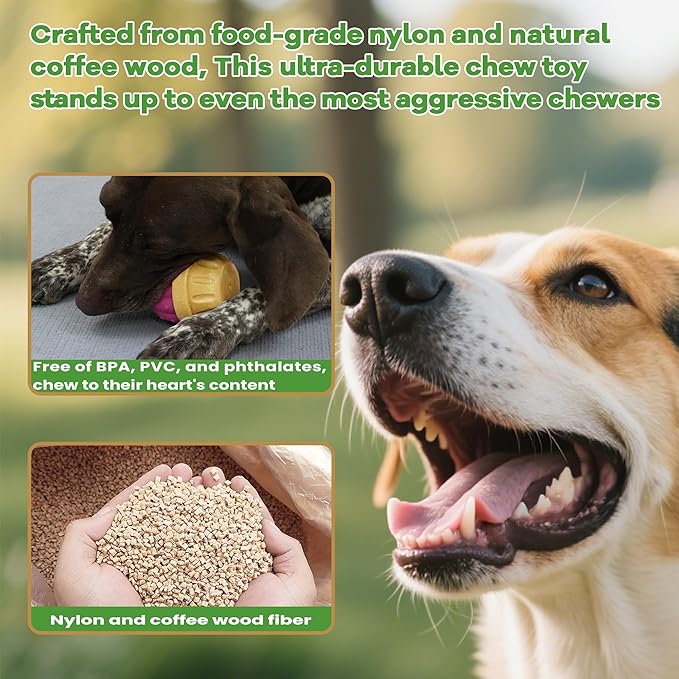 DSUMD Interactive Dog Toys, Frozen Treat Dispensing for Aggressive Chewers, Indestructible Nylon Chew Toy, Slow Puzzle Feeder for Healthy Eating, for Small Medium Large Breed to Keep Them Busy, Green