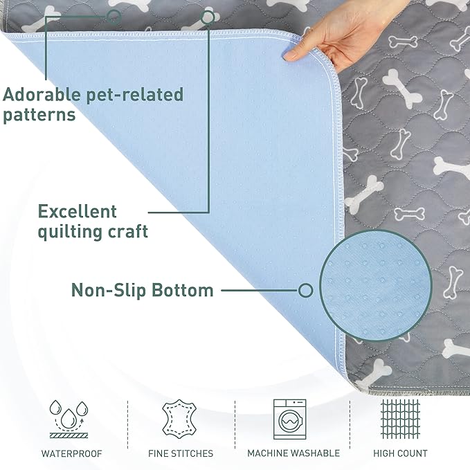 Eterish Reusable Washable Pee Pads for Dogs Small/Large/Extra Large 18'' x 24'' 2 Pack, Absorbent Pet Puppy Dog Training Pads Non-Slip, Waterproof Whelping Potty Pads for Dogs Leak-Proof