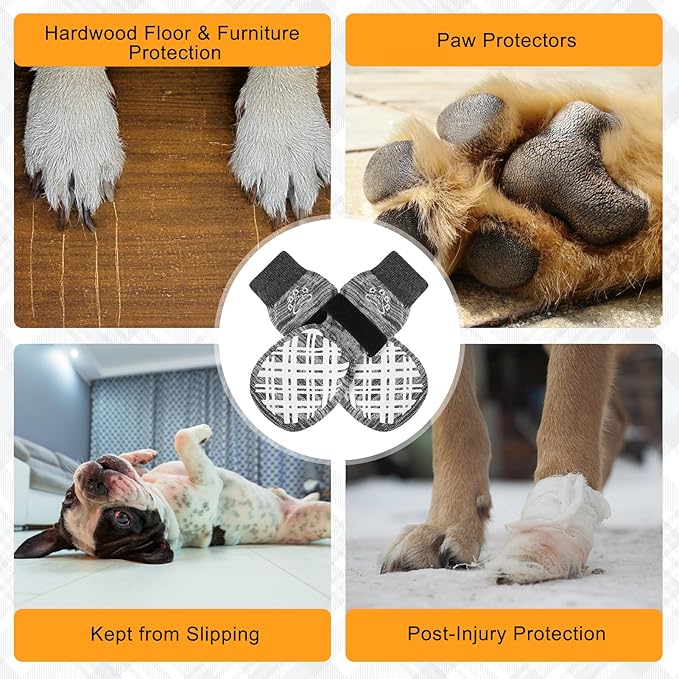 BEAUTYZOO Dog Socks to Prevent Licking Paws, Dog Shoes for Hot Pavement Small Medium Large Senior Dogs Booties, Non Slip Dogs Boots & Paw Protectors for Hardwood Floors Traction Control Indoor