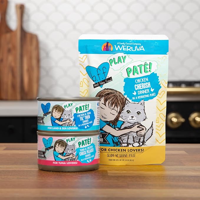 Weruva B.F.F. Play - Best Feline Friend Paté Lovers, Aw Yeah!, Tuna & Salmon Oh Snap! with Tuna & Salmon, 5.5oz Can (Pack of 8)