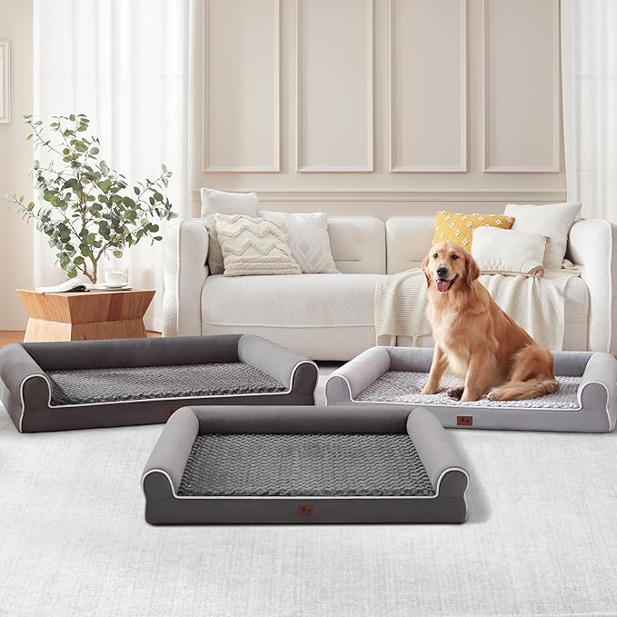 Large Dog Beds Large Sized Dogs, XXL XL Dog Bed for Medium Size Dogs, Extra Big Waterproof Couch Sofa with Removable Washable Cover for Pet, Light Grey, 48"*35"*8"