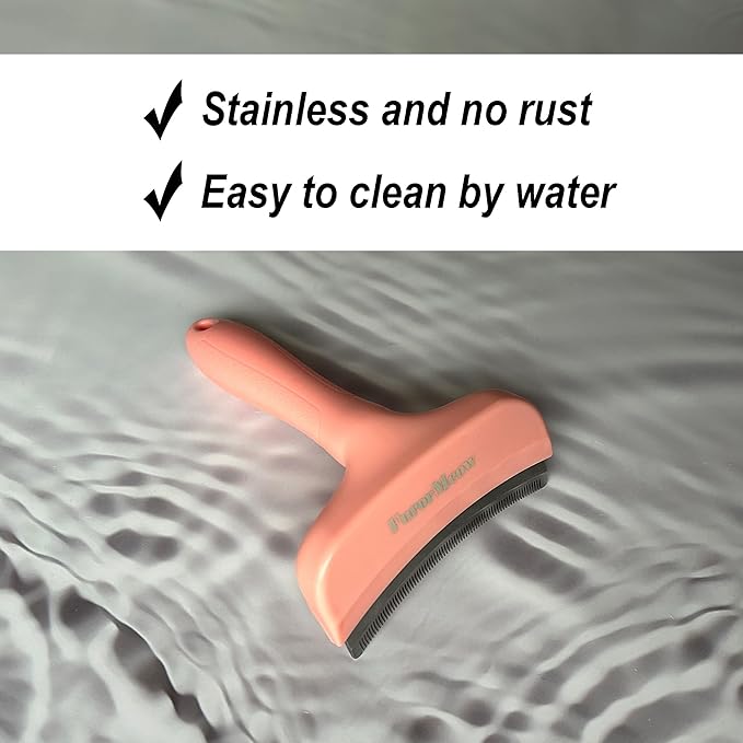 Pet Deshedding Tool with Curve Blade, Cat Grooming Brush, Tight V-shaped Teeth Shedding Comb for Cat and Dog (Pink, Large)
