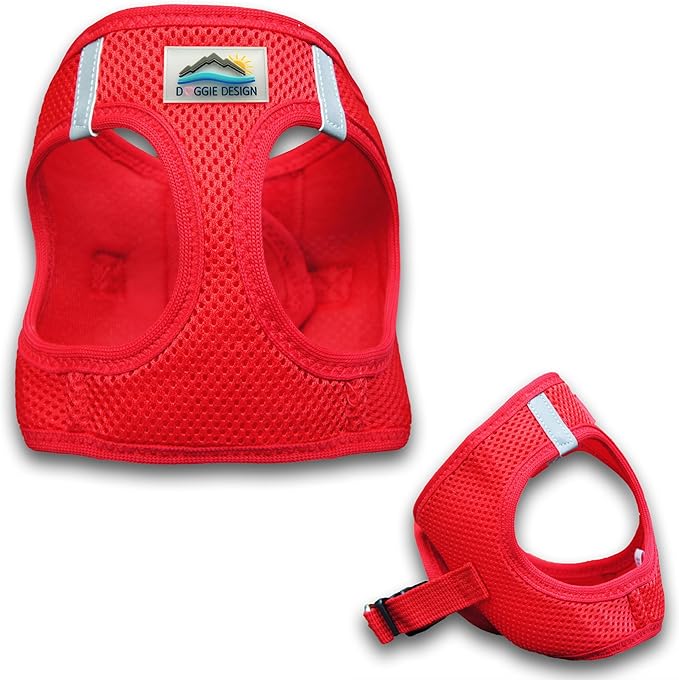 Doggie Design Dog Harness - No Choke Dog Harness, Dog Vest, Mesh Polyester, Pet Harness, Simple Step in and Go Design, Harness for Dog - Red, 2X-Large