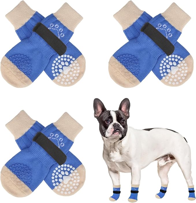 SCENEREAL 6Pcs Anti Slip Dog Socks to Prevent Licking Paws for Hot/Cold Pavement, Dog Grippy Socks for Hardwood Floors, Dog Shoes for Boots & Paw Protectors for Puppy Small Medium Large Senior Dogs