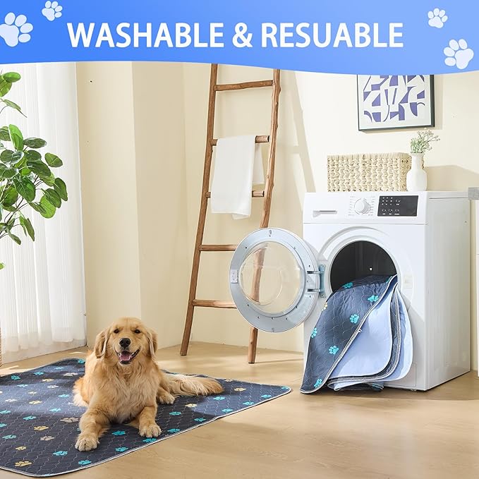 Aitmexcn Washable Puppy Dog Pee Pad, 2PCS 100% Waterproof Whelping Training Mat for Puppy/Senior Dog, Fast Drying Reusable Puppy Pads for Indoor, Outdoor and Car Travel- 48'' x 48'',Gray
