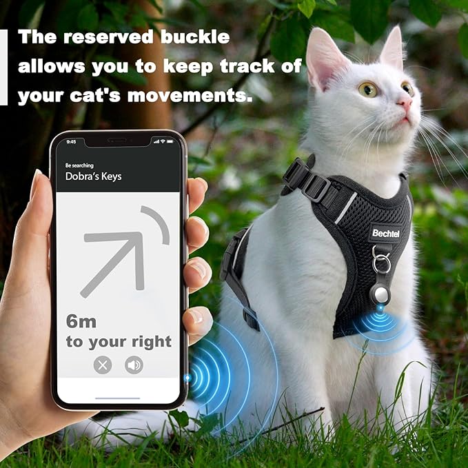 Kitten Harness and Leash Seat, The Upgrade Can be Adjusted in Four Directions and Breathable Cat Harness for Anti Escape That can be Fitted and Positioned, Reflective Strips Harness, Black,XXS