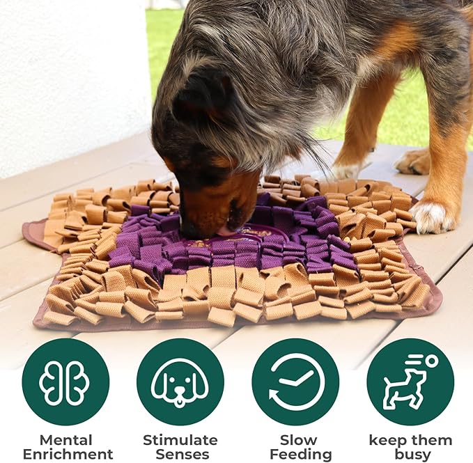Wagorific Snuffle Mat for Dogs Toast PB&J, Large Dog Snuffle Mat 21” x 23”, Plush Enrichment Toy Slow Feeder Mental Health to Keep Them Busy, Machine Washable, Snuffle Mat for All Breeds Sizes