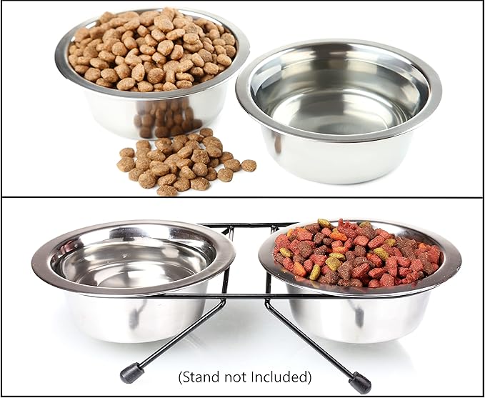 Greendale - 2 Pack - 6.75 Cup Capacity - Stainless Steel Metal Dog Bowls - Perfect for Dog Food and Water. Wrong Size? Click to Look at Our Size Options.
