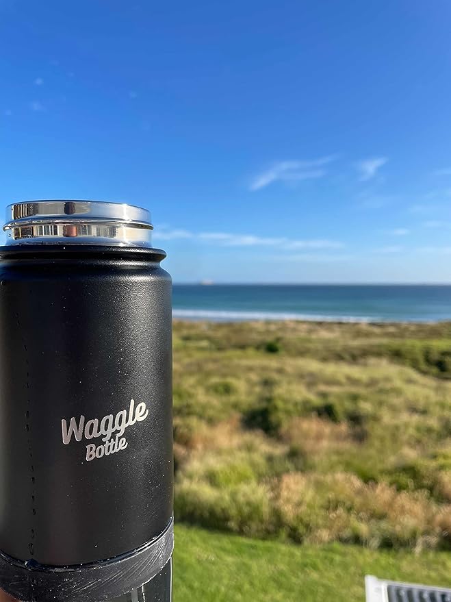 Waggle Bottle Stainless Steel Dog Travel Water Bottle, Double-Wall Vacuum Insulated Portable Dog Water Dispenser, Drink Cup and Snack Container On The Go, Outdoor Walking, Hiking, Travel, Water Bottle