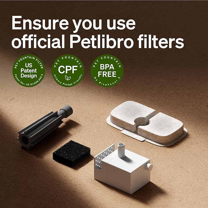 PETLIBRO 6 Packs Replacement Filters for Dockstream Cat Water Fountain PL/WF106/PLWF116/PLWF105/PLWF115/PLWF005, 3 Months Set of Replacement Filters for Ultra Quiet Pet Water Fountain