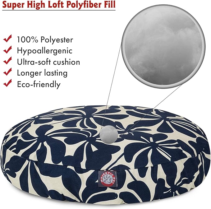 Navy Blue Plantation Small Round Indoor Outdoor Pet Dog Bed With Removable Washable Cover By Majestic Pet Products