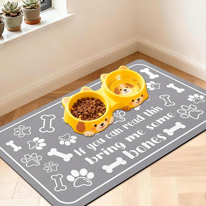 Pet Feeding Mat for Floors Waterproof Dog Mat for Food and Water Absorbent Quick Dry Non Slip mat for Cat Bowls