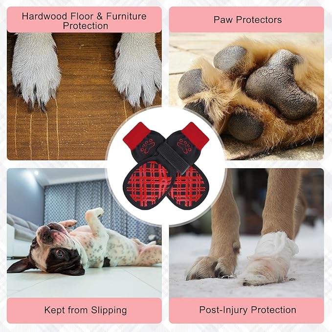 BEAUTYZOO Dog Socks to Prevent Licking Paws, Dog Shoes for Hot Pavement Small Medium Large Senior Dog Booties, Non Slip Dog Boots & Paw Protectors for Hardwood Floors Traction Control Indoor