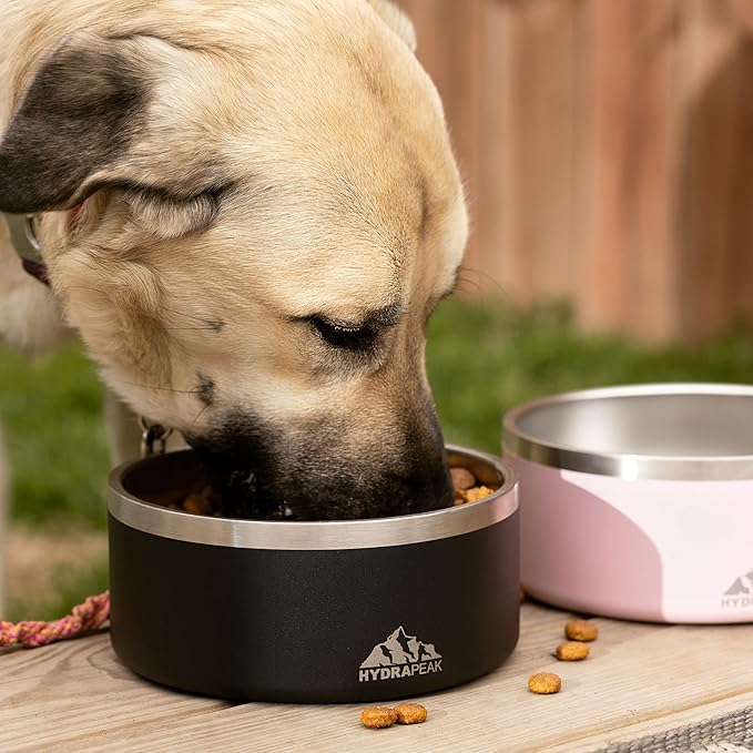 Hydrapeak Dog Bowl; Non Slip Stainless Steel; Water and Food Dish; Large Sized and Small Dogs; 32oz 64oz; Multiple Sizes; 4 Cup | White