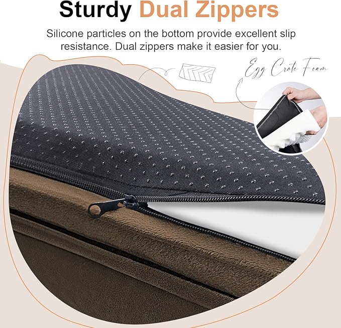 Small Dog Bed Orthopedic Washable: Beds Bolster Small Sized Dogs Cats Bed Egg Crate Foam Couch Sofa Waterproof with Removable Cover - Dark Coffee