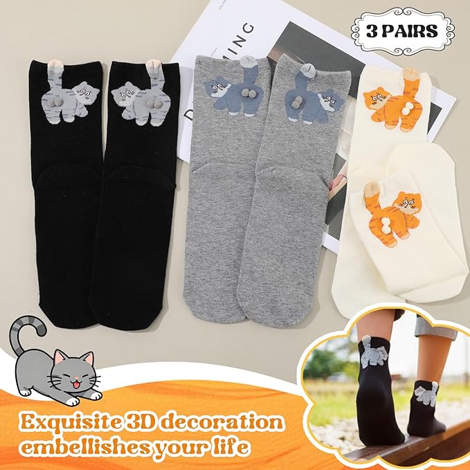scenicamp Cute Funny Animal Socks for Women 3D Novelty Dog Cat Cotton Crew Socks for Girls Girlfriend Animal Lovers Gifts