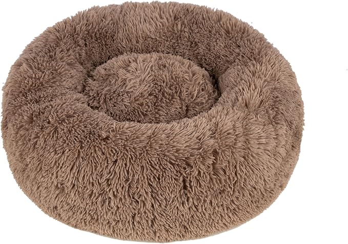 Best Pet Supplies Dog House Bed Crate Mat Tent Indoor Round Soft Plush for Small, Medium, and Large Breeds - Caramel, 27 x 27 x 7.5