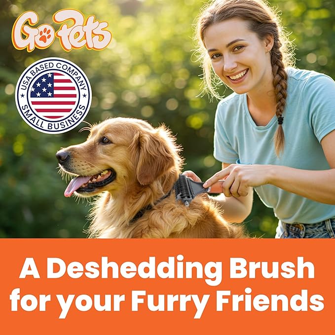 GoPets Pet Grooming Kit Bundle With 2 Sided Dematting Comb and Deshedding Rake + Professional Self-Cleaning Slicker Brush for Dogs and Cats