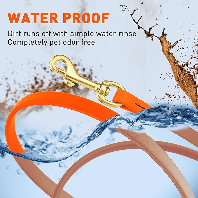 Viper K9 Biothane Working Dog Leash Waterproof Lead for Tracking Training Schutzhund Dog Sport & Search - Odor-Proof Long Line with Solid Brass Snap for Puppy Medium and Large 3/8" x 10ft HunterOrange