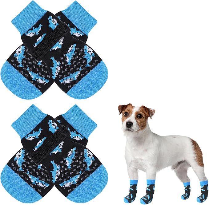 SCENEREAL Anti Slip Dog Socks to Prevent Licking Paws for Hardwood Floors, Double Sides Dog Shoes Boots & Paw Protectors for Hot/Cold Pavement, Dog Grippy Booties for Small Medium Large Senior Dogs