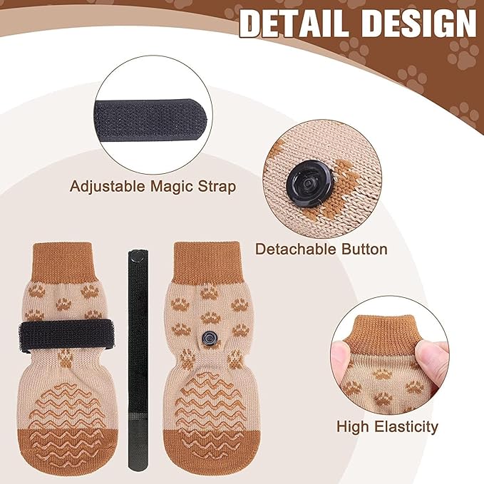 EXPAWLORER 6Pcs Anti Slip Dog Socks to Prevent Licking Paws, Dog Shoes for Winter, Double Sides Dog Boots & Paw Protectors Booties for Hardwood Floors with Grippers Small Medium Large Senior Dogs, XS