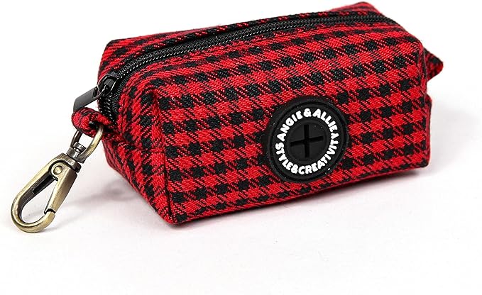 Organic Cotton Dog Poop Bag Holder for Leash Brass Hardware Waste Bag Dispenser Pet Waste Management Solution