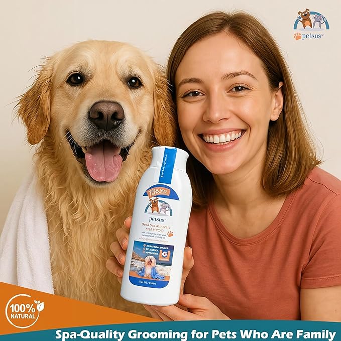 Oatmeal Dog & Cat Shampoo and Conditioner – Hypoallergenic Wash for Sensitive & Itchy Skin – Natural Detangler and Deshedding Formula with Aloe Vera & Tea Tree Oil – 15 fl oz