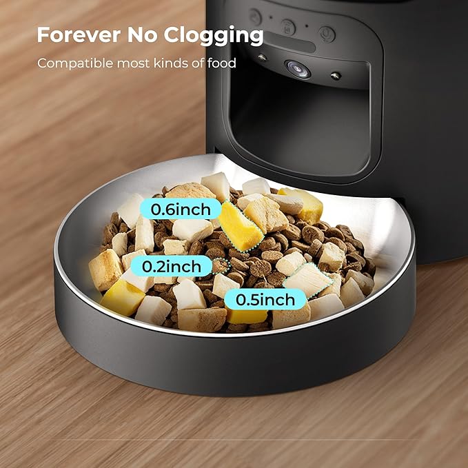 Smart Automatic Cat Feeder with Dual Camera, AI Pet Recognition, 6L Food Dispenser for Cats & Dogs, 2.4G/5G WiFi, App Control, Voice Interaction, Auto Cat Feeder with Dual Power Supply