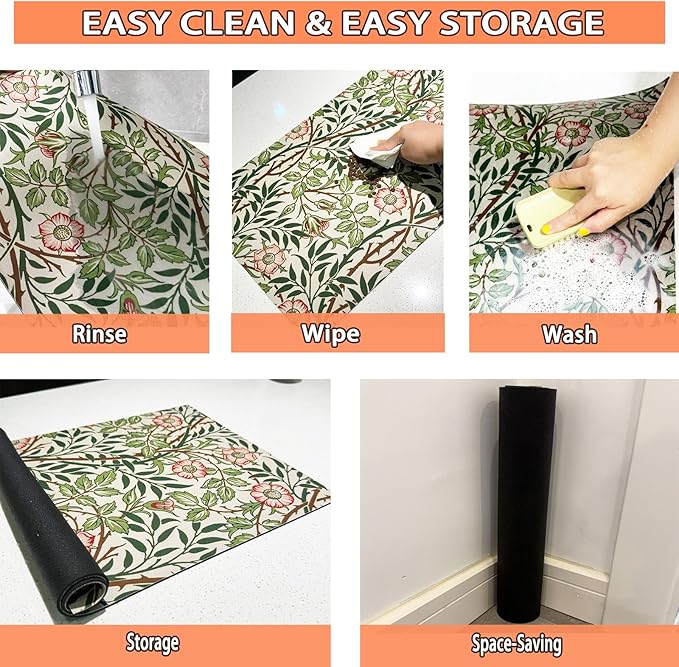 Pet Feeding Mat for Dogs and Cats - Super Absorbent Anti-Slip Bowl Pad, Eco-Friendly Washable Mat to Prevent Spills and Mess Thicket Mat 12"x20"