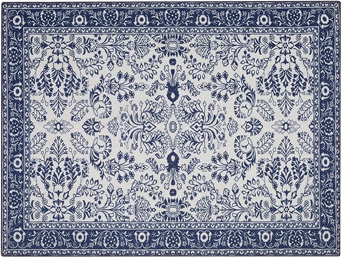 Lovewag Washable Cat Litter Trapper Mat 2 PCs - Keep Litter Off Your Floors, Gentle on Paws, 36x48 Inches Large Size, Waterproof Non-Slip Reusable Compatible with Cat Box (Indigo Garden)
