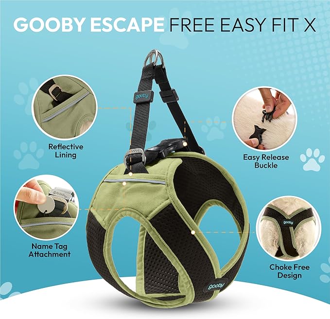 Gooby Escape Free Easy Fit X Step in Dog Harness - Portland Green, Small