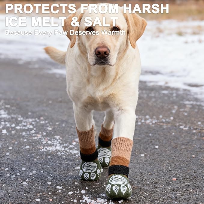 EXPAWLORER Anti Slip Dog Socks to Prevent Licking Paws, Dog Shoes for Cold Winter, Dog Booties for Hardwood Floors, Dog Boots & Paw Protectors with Grippers for Small Medium Large Senior Dogs S