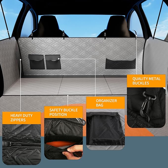 Dog Car Seat Cover for Back Seat - Upgraded PU Leather Dog Hammock, 400lbs Hard Bottom Backseat Pet Cover, Waterproof Anti-Scratch + Pet Safety Belt (Gray-54“x18”)