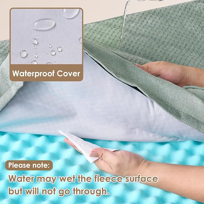 EHEYCIGA Memory Foam Dog Bed Medium Sized Dogs, Waterproof Dog Bed Orthopedic with Washable Removable Cover, Non-Slip Pet Bed Couch for Crate, 30x20x6 Inches, Greyish Green