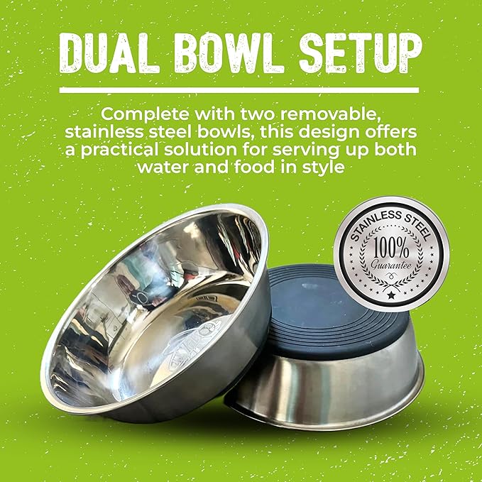 Funky Flies Island Time Skatebowl - Elevated Cat Bowl, Elevated Water Bowl, Skateboard Cat Food & Water Stand