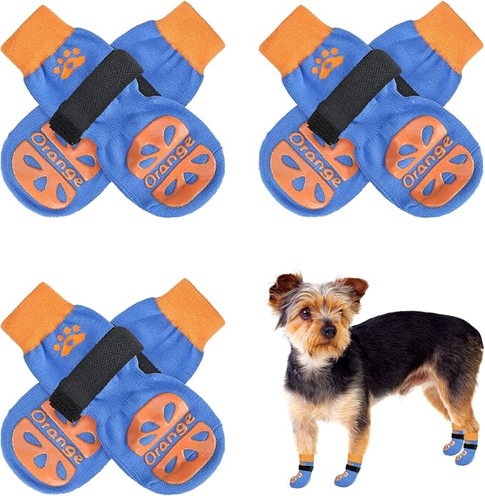 BEAUTYZOO Anti-Slip Dog Socks,Dog Shoes for Hot/Cold Pavement,Paw Protectors with Grips 3 Pairs for Puppy Small Medium Large Senior Old Dogs,Dog Socks to Prevent Licking and Hardwood Floor Protection