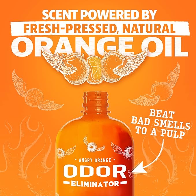ANGRY ORANGE 2-Pack Pet Odor Eliminator for Strong Odor – 24oz Citrus Deodorizers for Dog or Cat Smells with 1-Gallon Refill