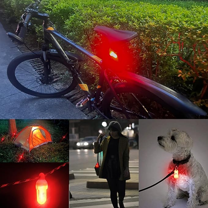 DOKeep USB Mini LED Lantern, 2 Pack Waterproof EDC Keychain LED Flashlight for Camping, Type-C Rechargeable Battery Small Stick Lamp Puck Dog Collar Torch Light (Red+Red)