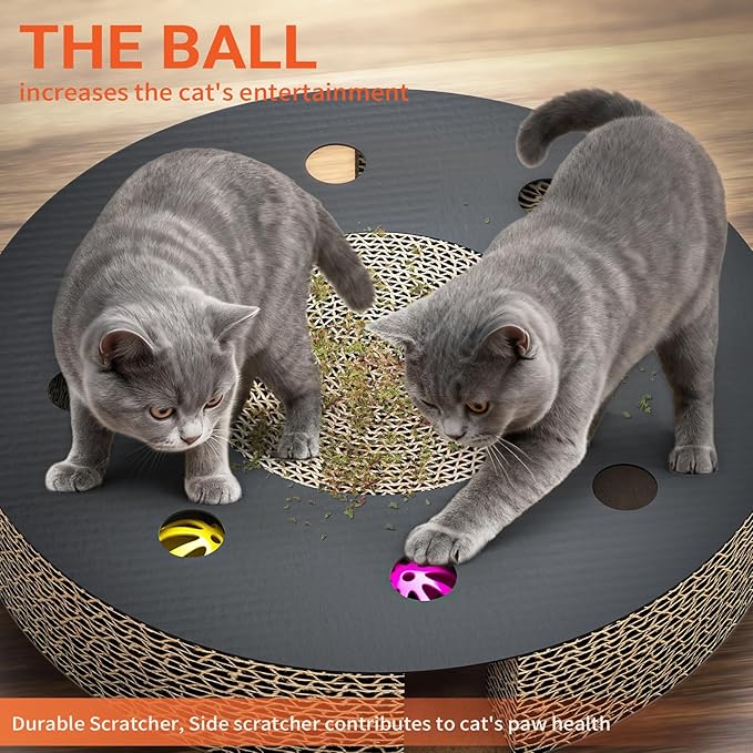 Cat House for Indoor Cats,Large Luxury Double Cat Beds with Cat Scratcher Pad Toys w/Catnip,Soft Washable Cushion Cat House Shelter D15xH15 in Grey (Classy Gray, Cardboard Cat Scratcher)
