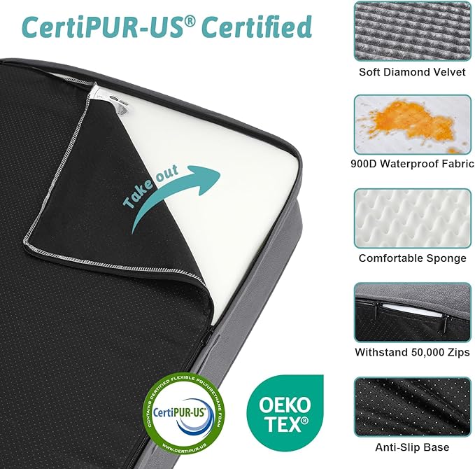 Orthopedic Dog Bed for Medium Small Size Dog, Dogs Crate Bed, L Shaped Foam Anti-Slip Bottom Pet Cat Sofa with Washable Removable Cover, Suitable for Pet Up to 40 lbs, 30x20x7.5 inch, Grey