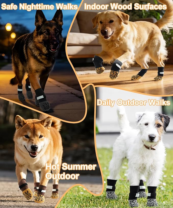 TwoAnt Non Slip Dog Socks with Grips, Dog Sock to Prevent Licking Paw for Senior Dogs, Dog Shoes for Hardwood Floors and Enhancing Traction, Paw Protector - Fits Small, Medium, Large Dogs - S