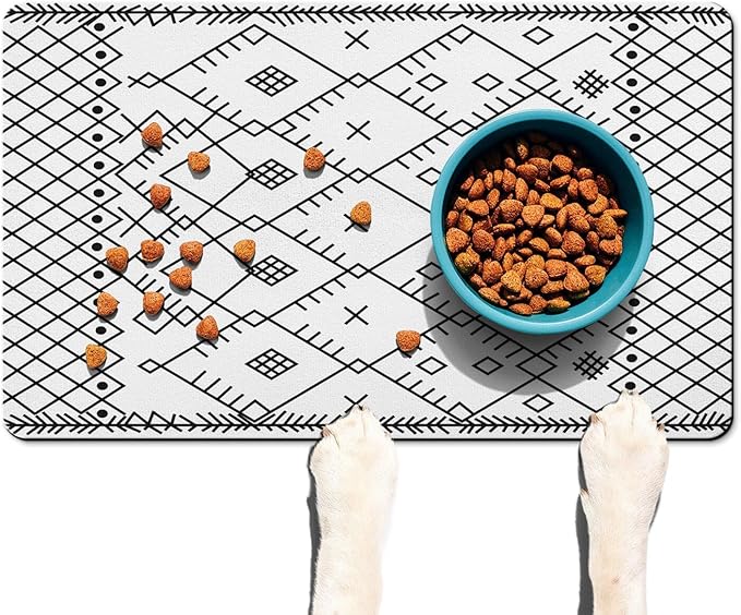 Absorbent Pet Dog Bowl Mat for Food and Water, Pet Cat Food Feeding Mat with Non Slip Rubber Backing, Dog Food Mats for Floors Waterproof, 24"x32"