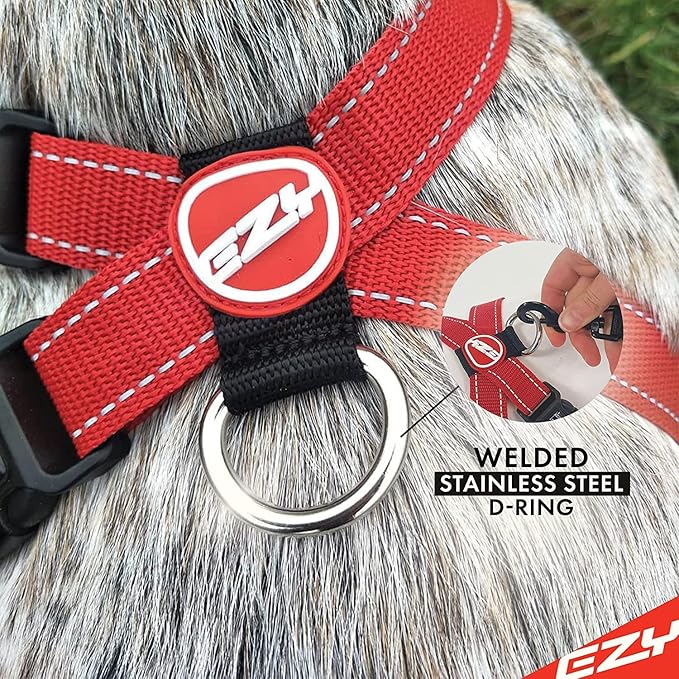 EzyDog Chest Plate No Pull Dog Harness – Escape Proof Harness with Reflective Stitching and Comfort Padding for Easy Walks, Training & Control - Car Restraint Included (Medium, Purple)
