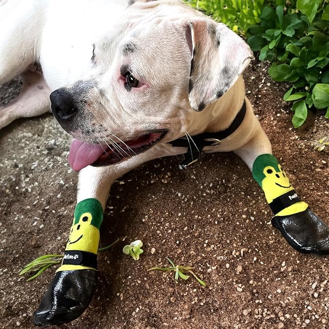 PawFlex Double Dipped Waterproof Dog Socks Comfy Pawz Soft Indoor/Outdoor Dog Booties with Rubberized Bottom| Non-Slip Silicone Grip at Inner Cuff for No Twisting or Sliding Off| Adjustable Strap