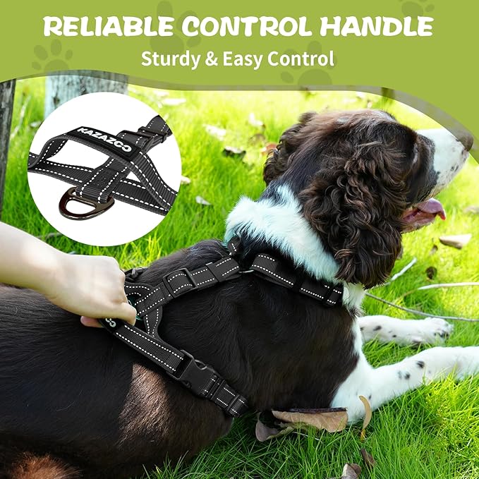 Dog Harness,Adjustable No Pull Dog Harness,Y-Shaped Design,Buckle-Neck Balance Harness with Reflective, Ideal for Dog Training Hiking, Easy Walk Harness,Durable High-Tensile Nylon Black-S