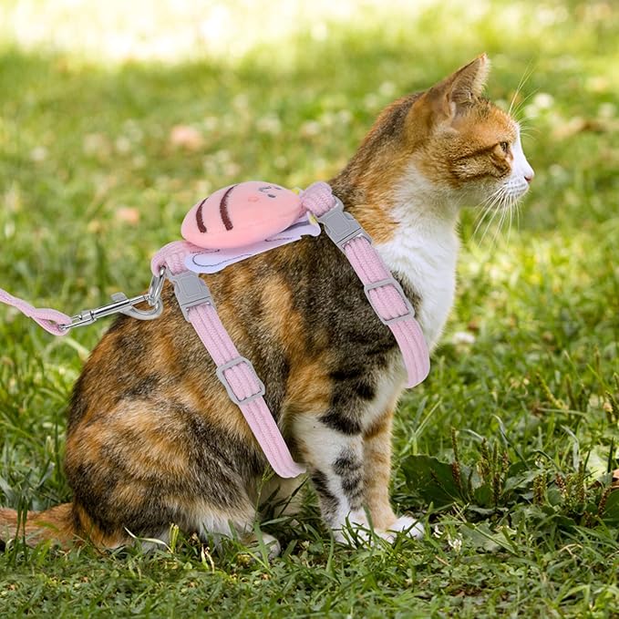 Kisangel Adjustable Small Cat Harness Vest with Decorative Puppy Design Breathable Soft Pet Walking Traction Rope for Dogs and Cats Comfortable Fit for Training and Outdoor Use