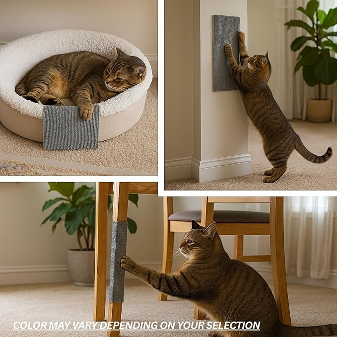 Cat Scratch Mat (5 Pack), 23.6’’ x 11.8’’ Wall Corner Scratcher, Versatile Self-Adhesive Replacement Easy Use for Cat Trees, Wall Furniture, Scratching Posts, and Couch Protection (Beige)
