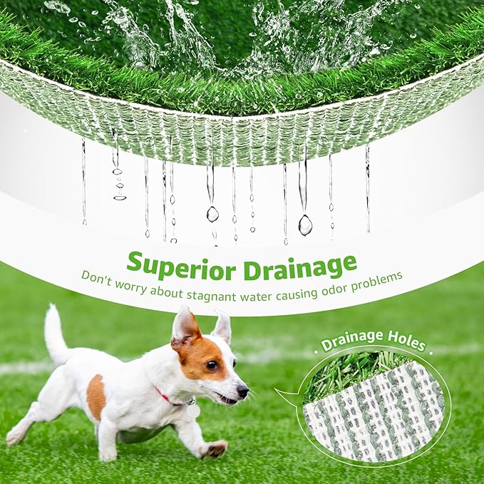 Artificial Dog Grass Pee Pad 26" x 17" 2 Pack, Washable Indoor Potty Training Replacement Grass Turf for Puppy, Reusable Realistic Fake Grass Pads for Dogs, Easy to Clean with Drainage Holes