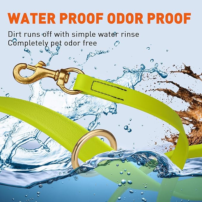 Viper Biothane K9 Working Dog Leash Waterproof Lead for Tracking Training Schutzhund Odor-Proof Long Line with Solid Brass Snap for Puppy Medium and Large Dogs 4ft, Safety Yellow